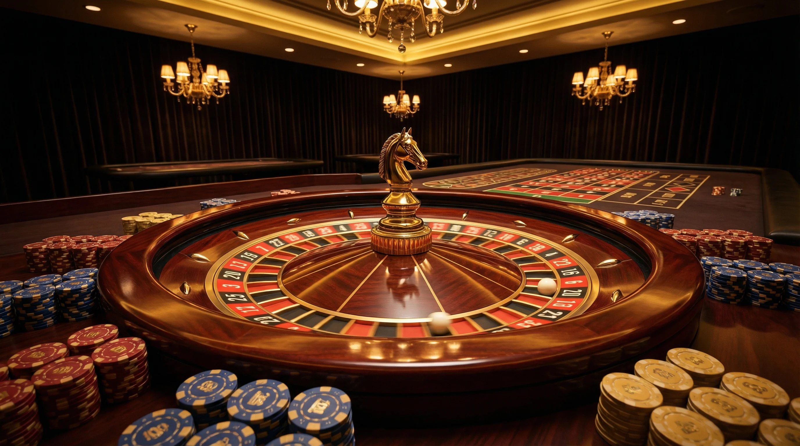 Roleta europeia de luxo com bola girando no ktobet